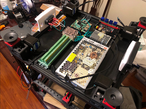 Figure 3: All the electronics placed underneath the printer
